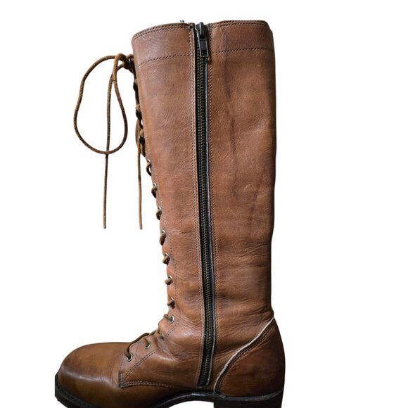 Ladies Vintage Frye Leather Lace-Up Riding Boots - Picture 8 of 9